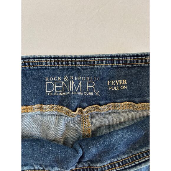 Rock & Republic Women's 16 Fever Pull On Slimming Cure Denim Rx Jeans Stretch - Picture 4 of 10